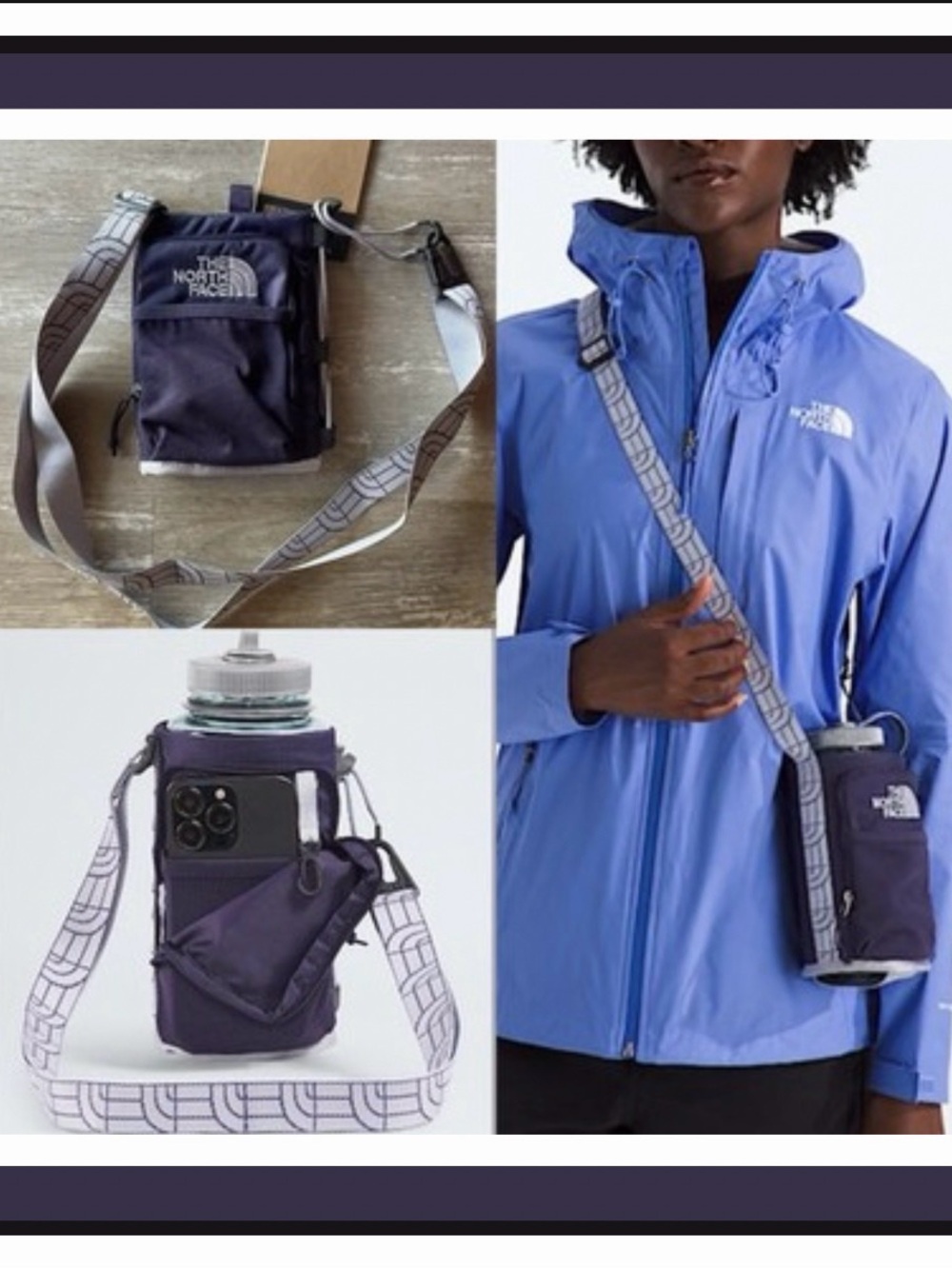 The North Face Borealis Water Bottle Holder Crossbody Bag in Deep Plum/Black